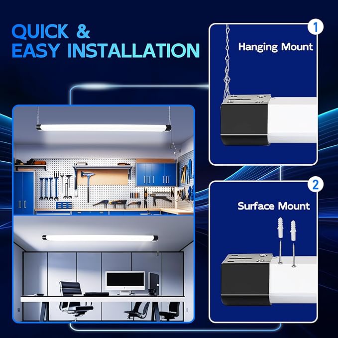hykolity 4FT 120W LED Shop Light Linkable, 5000K Utility Shop Lights - Image 3