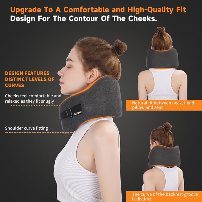 MLVOC Travel Pillow Memory Foam Neck Pillow, Adjustable Comfort Breathable Cover - Image 3