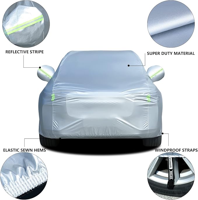 Tecoom Light Shell Waterproof UV-Proof Windproof Car Cover Classic Zipper Design - Image 7