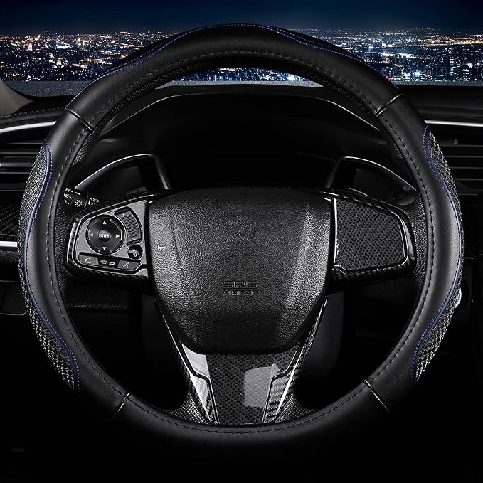 Leather Car Steering Wheel Cover 15 inch Universal Fit Microfiber Steering - Image 2