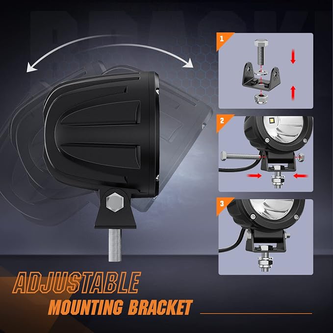 Nilight Motorcycle LED Pods 2 PCS 3 Inch Spot Round Offroad Fog Light 1065LM - Image 8