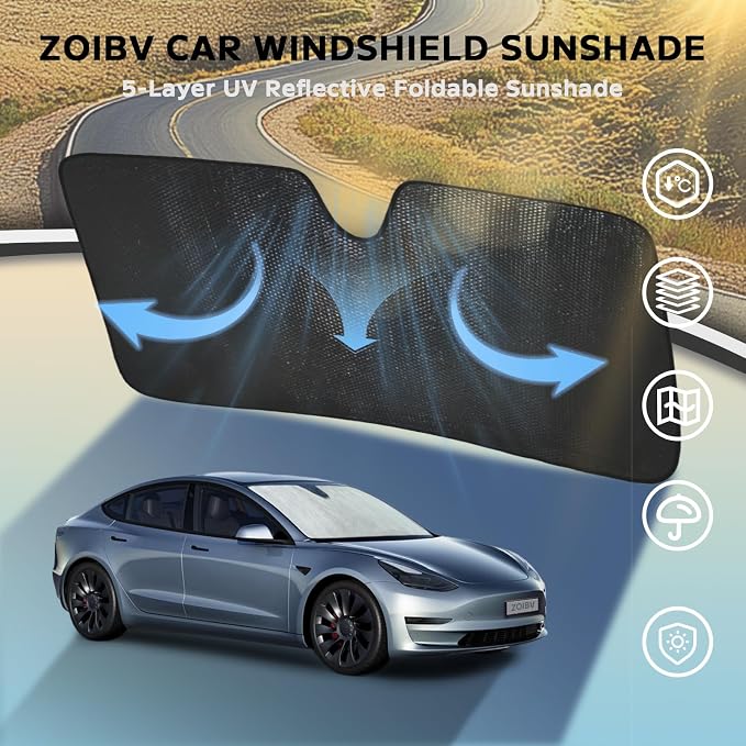 Windshield Sun Shade for Tesla Model Y 2020-2024 - Image 3