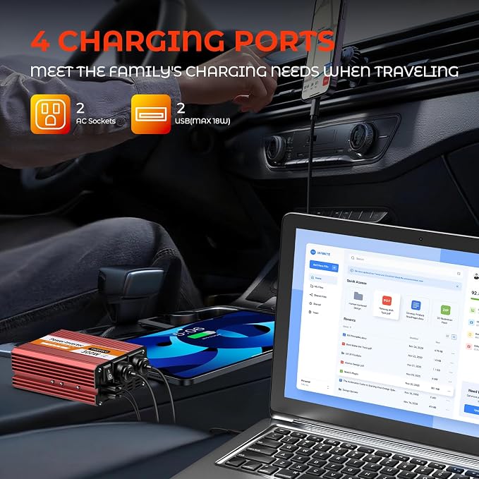 300W Power Inverter DC 12V to 110V AC Car Inverter - Image 2