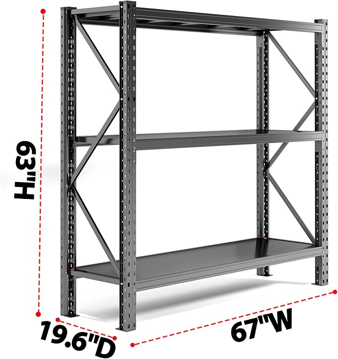 4200LBS Metal Garage Shelving, Strong Load Bearing Heavy Duty Shelves, - Image 3