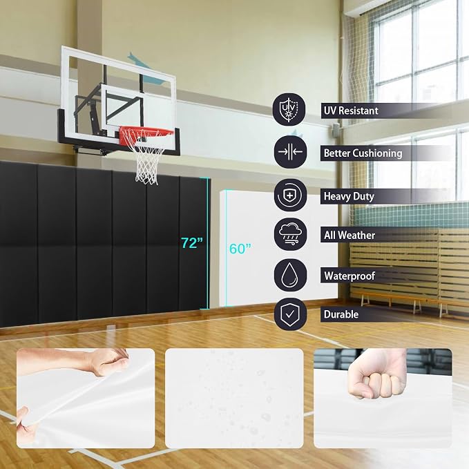 PROGOAL 60"/72" High Gym Wall Padding 2"/4" Thick Foam Basketball Court Wall - Image 4