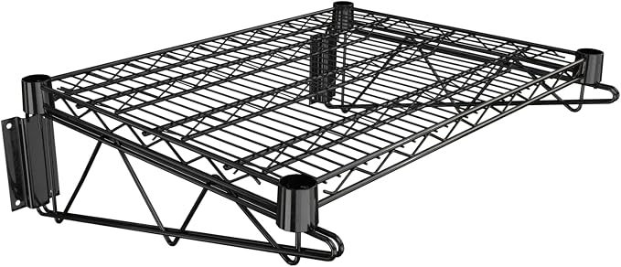 18" x 24" Black Epoxy Wire Wall Mount Shelf by Krollen+Industrial