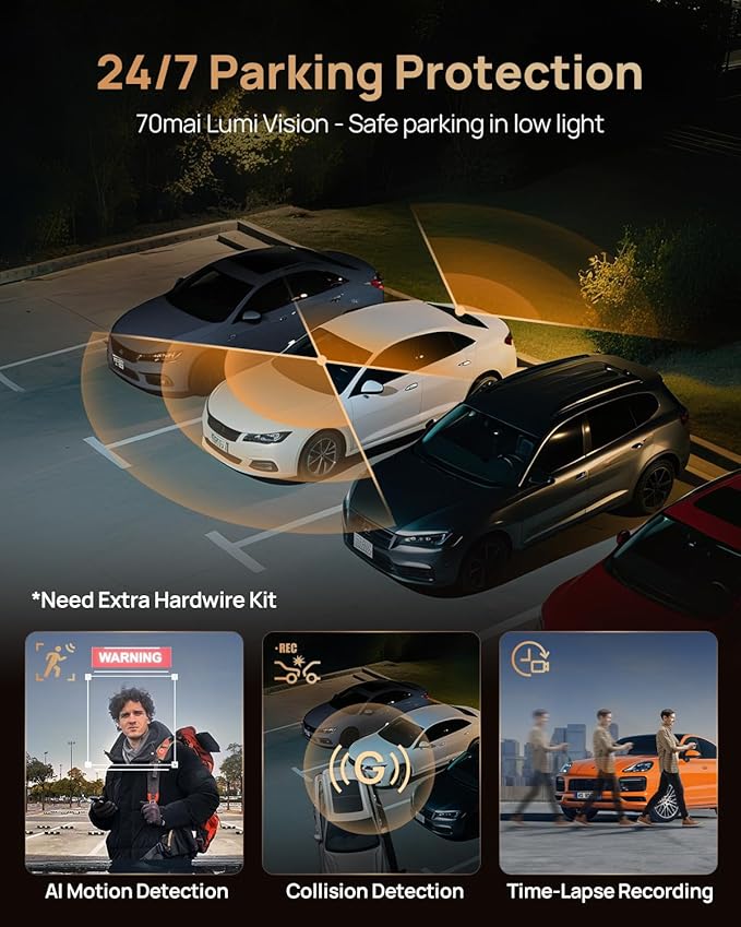 70mai 4K T800 3 Channel Dash Cam, Dash Cam Front and Rear Inside, STARVIS 2 - Image 5