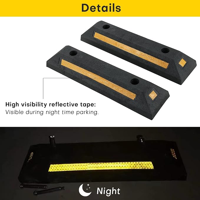 2 Pack Rubber Parking Guide Blocks | Heavy Duty Black Parking Blocks Parking - Image 5