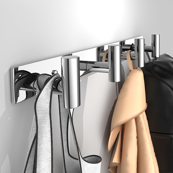 Wall Mounted Coat Rack-4 Hooks, Heavy Duty Stainless Steel Hook Rail by VINHOLD