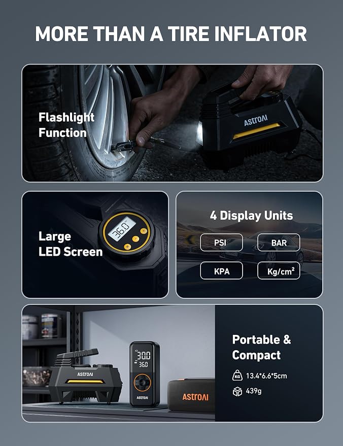 AstroAI Tire Inflator Portable Air Compressor Air Pump - Image 8