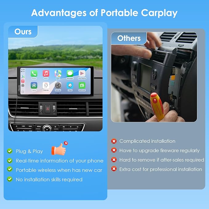 CARPURIDE 10.26 Inch Wireless/Wired Apple CarPlay, Android Auto and Mirror Link - Image 8