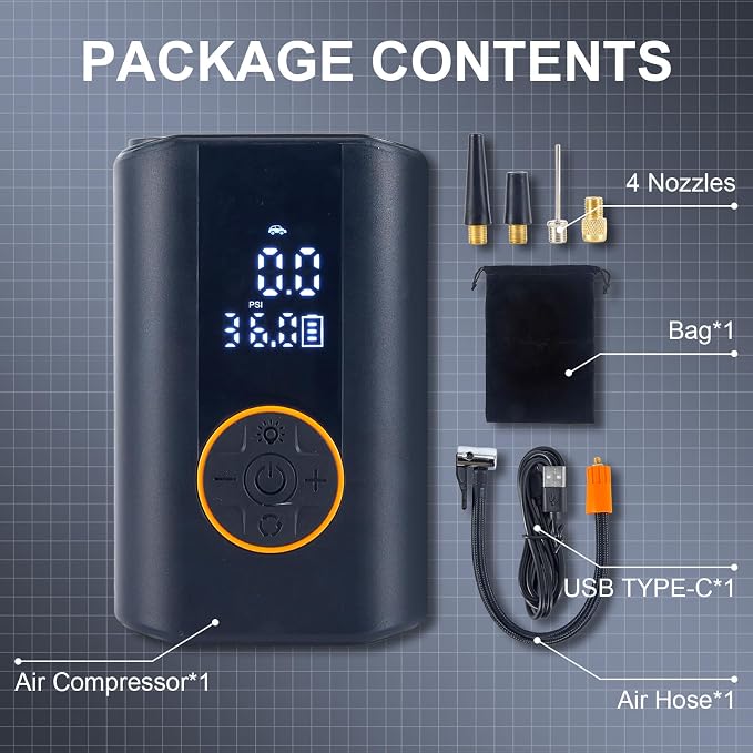 Tire Inflator Portable Air Compressor Cordless Rechargeable Mini Air Pump - Image 8