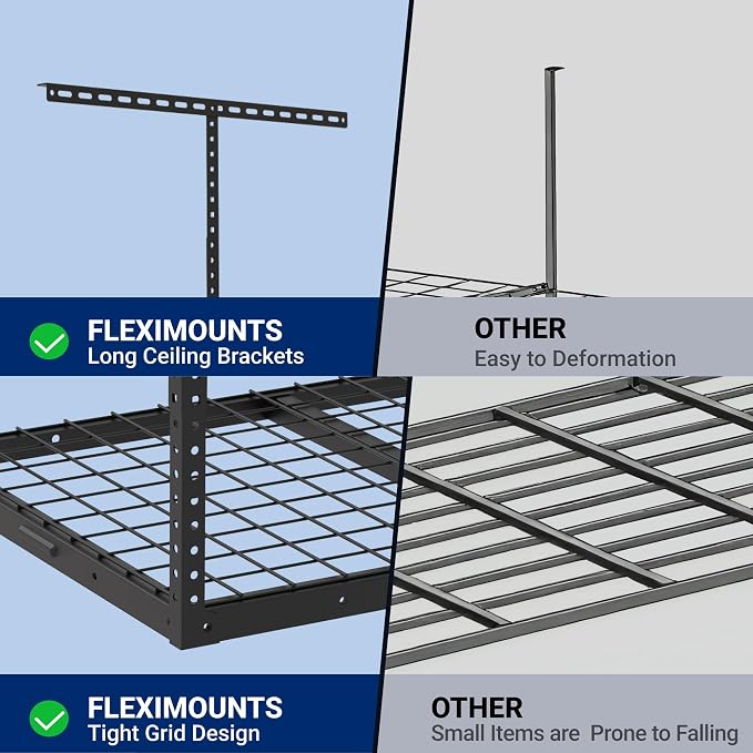 FLEXIMOUNTS 2x3FT Garage Storage Rack Overhead, Adjustable Ceiling Storage Racks - Image 3