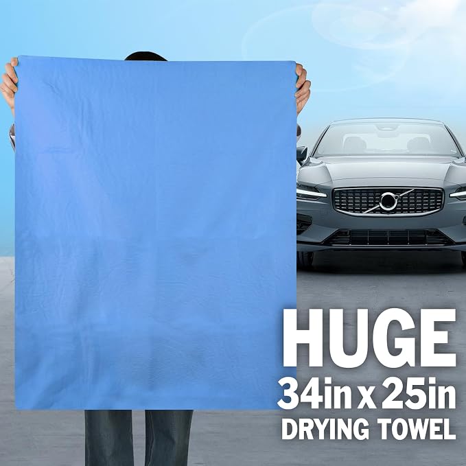3 Pack Premium XL Shammy Cloth for Car Drying, 34”x25” Chamois Towel for Car - Image 2