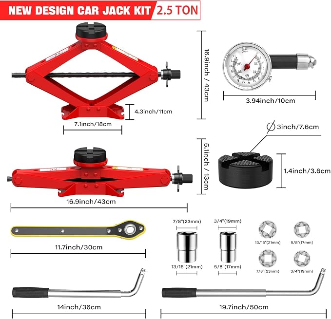 Scissor Jack for Car 2.5 Ton Car Jack Kit, Tire Changing kit - Image 2