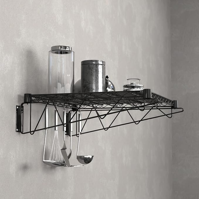 24" x 24" Black Epoxy Wire Wall Mount Shelf - Image 2