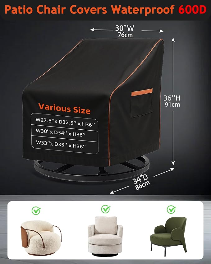 Outdoor Waterproof Patio Chair Covers, Heavy Duty Oxford Coating Weather - Image 3