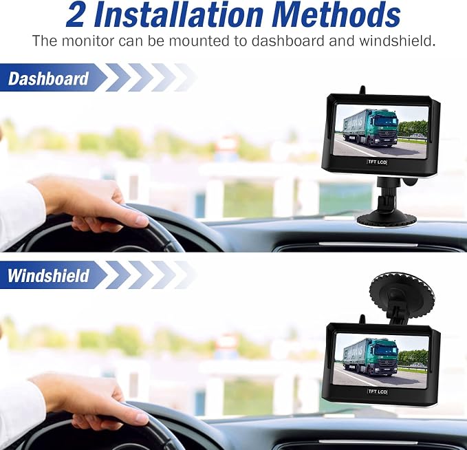 Magnetic Wireless Trailer Backup Camera System, 4.3inch TFT LCD Monitor & IP68 - Image 5
