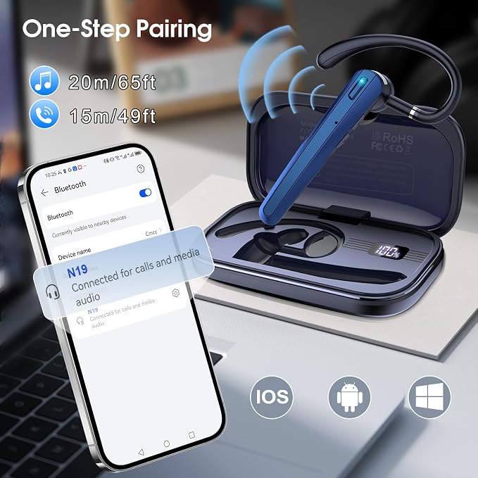 Bluetooth Headset V5.3, Wireless Earpiece - Image 4