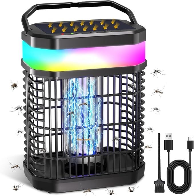 Solar Bug Zapper Outdoor 4000V Mosquito Zapper Solar 2IN1 Bug Repellent Outdoor by Unknown