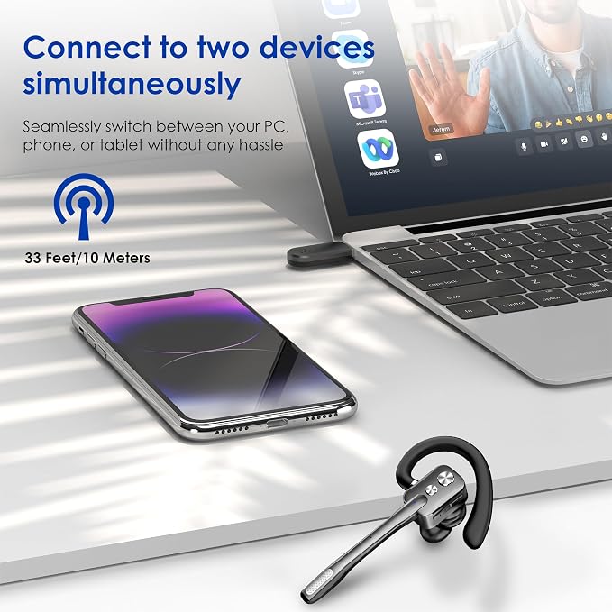 Bluetooth Headset, Wireless Bluetooth Earpiece - Image 4
