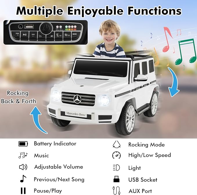 HONEY JOY Ride On Car, 12V Licensed Mercedes Benz G500, Battery Powered Ride On - Image 5