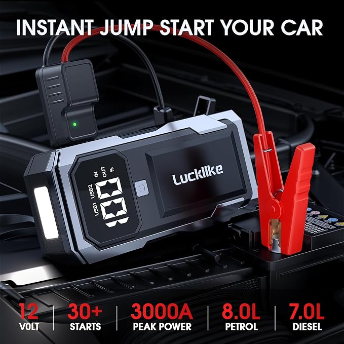 Lucklike Car Battery Jump Starter Portable, Jump Starter Battery Pack - Image 2