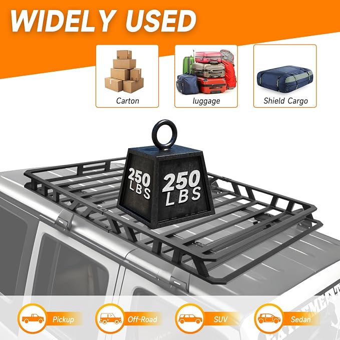 NIHAO 50"x36"x5" Heavy Duty Roof Rack Cargo Carrier, Universal Car Top Luggage - Image 5