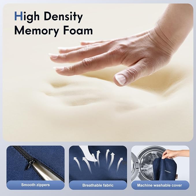 Coverado Memory Foam Car Seat Cushion and Lumbar Support Pillow - Image 3