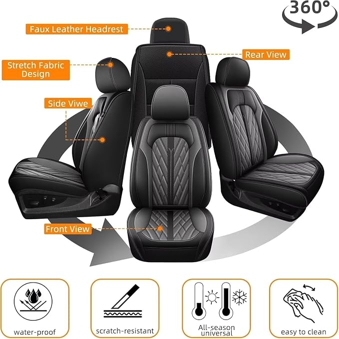 AOMSAZTO Ford Ranger Seat Covers: Full Set Custom Fit 2019 2020 2021 2022 2023 - Image 6