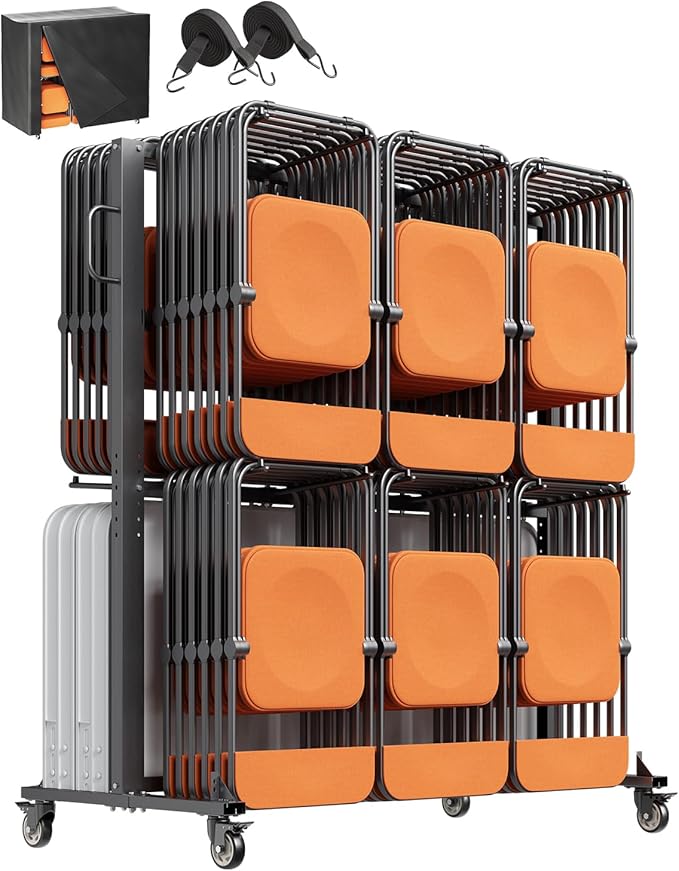 VEVOR Folding Chair Rack, 800 LBS Capacity, Heavy-Duty Chair Cart by VEVOR