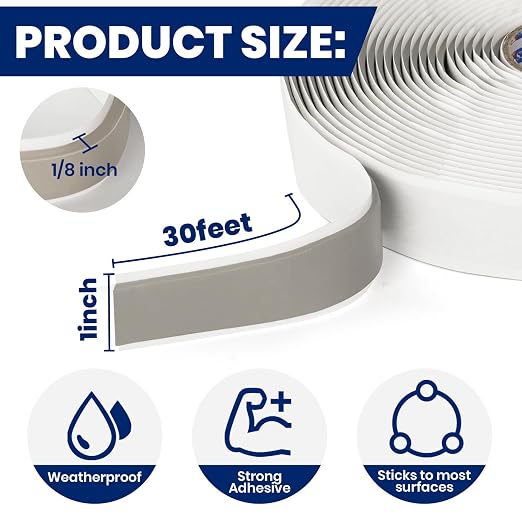 ADHES Premium Butyl Sealant Tape 1" x 30 'x 1/8", 2 Rolls Gray Butyl Rubber - Image 2