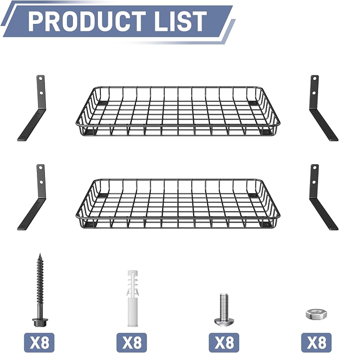 WALMANN Garage 12x18 inch Wall Shelf, Wall-Mounted Storage Shelves - Image 4