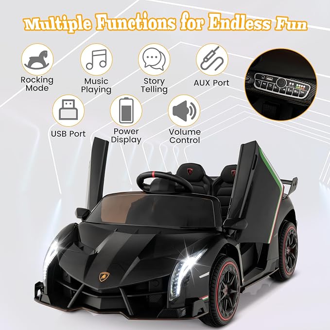 Costzon Ride on Car, Lamborghini Licensed 12V Battery Powered 4WD Sports Car - Image 3