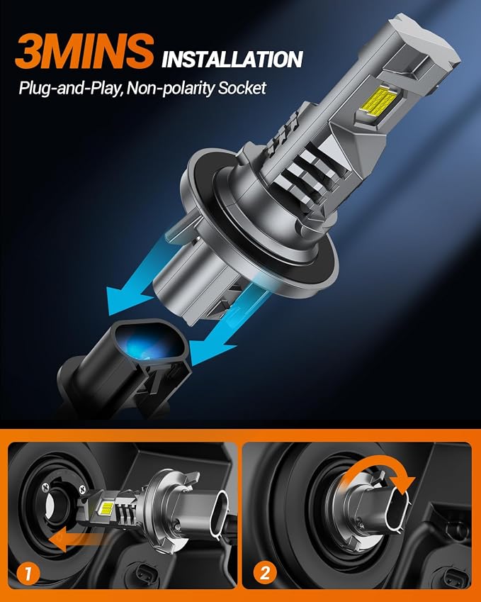 SEALIGHT H13 Fog Bulbs 1:1 Design, 000LM 800% Ultra-Bright 6500K Cool White - Image 6
