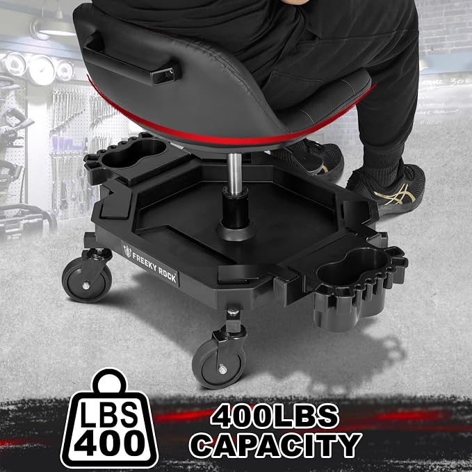 Rolling Stool with Wheels, Adjustable Height Pneumatic Garage Work Mechanic - Image 7