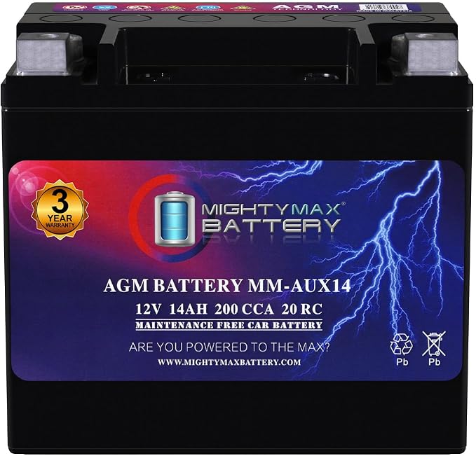 Mighty Max Battery MM-AUX14 Auxiliary Battery 12V 14Ah, 200 CCA Rechargeable by Mighty+Max+Battery