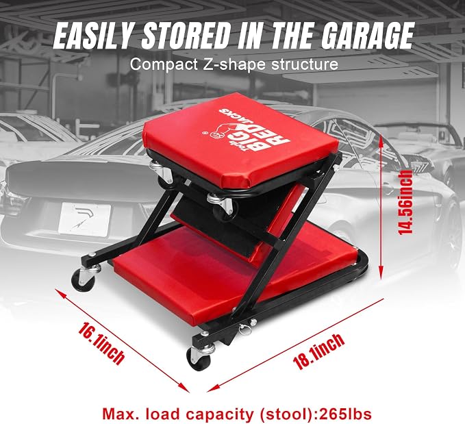 BIG RED ATR6036ZER 36" Foldable Z-Creeper Seat: 2-in-1 Garage Shop Creeper - Image 4