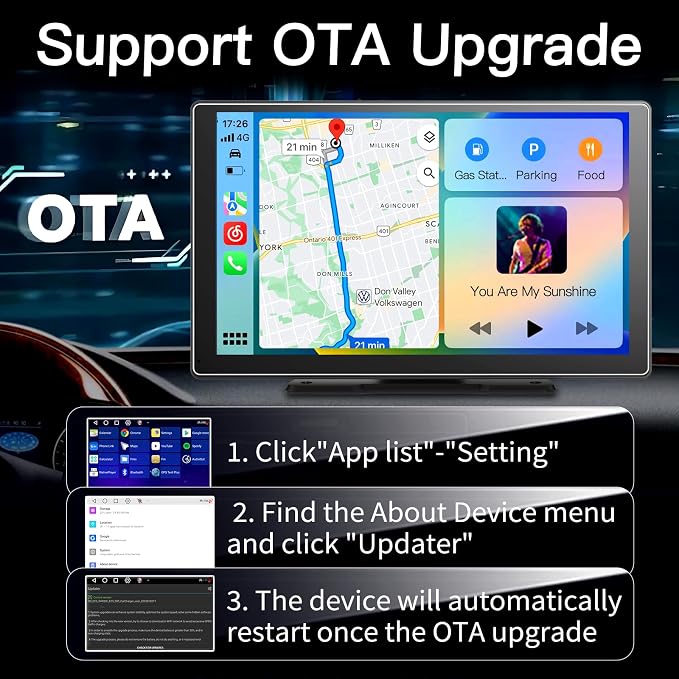 9 inch Wireless Apple Carplay and Android Auto, 4 Core IPS Touch Screen Mirror - Image 8