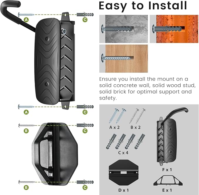 Swivel Bike Wall Mount, 150° Swivel Vertical Bike Rack Wall Hanger Holds up to - Image 8