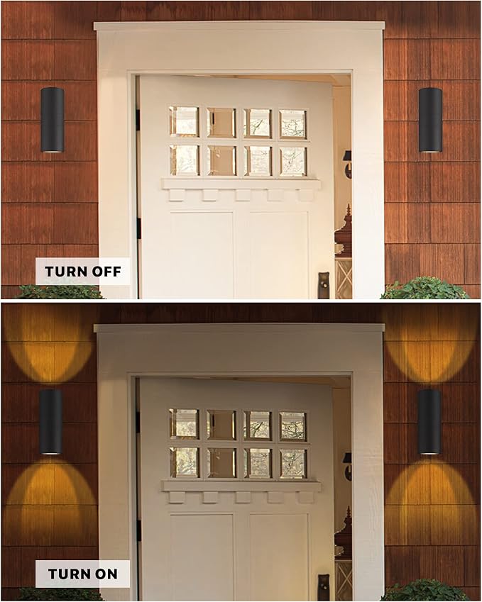 Ken & Ricky Exterior Wall Lights, Outdoor Up and Down Wall Sconce, Cylinder - Image 6