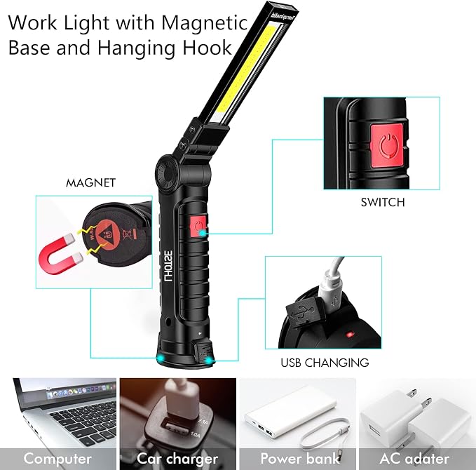 Tool Gifts for Men Dad Him, Rechargeable Work Lights, LED Work Light - Image 2