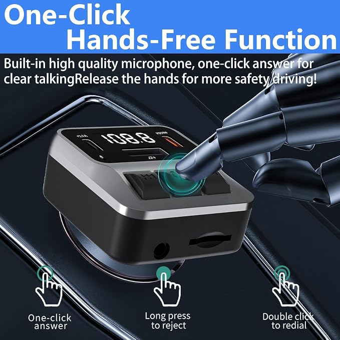 Bluetooth 5.3 FM Transmitter for Car, Handsfree Calling and Audio Receiver - Image 5