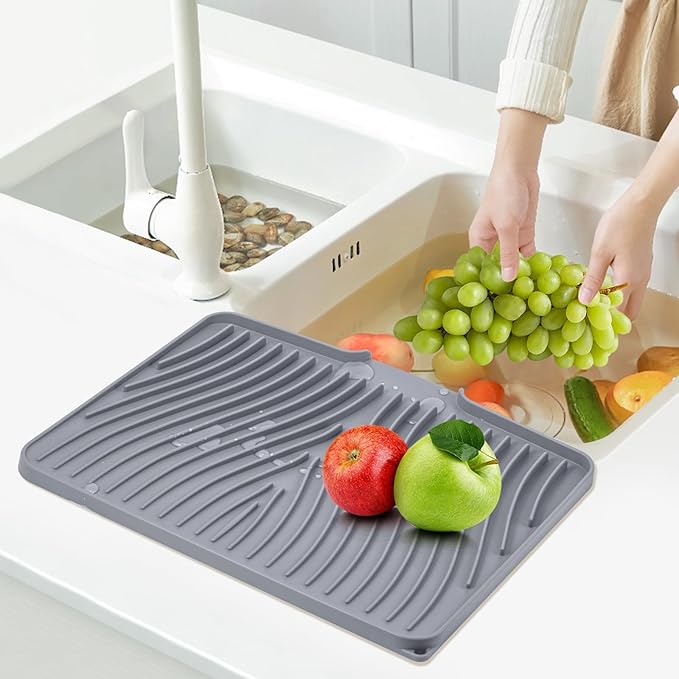 Silicone Dish Drying Mat for Kitchen Counter, Dish Drying Pad, Non-Slip Drain - Image 6