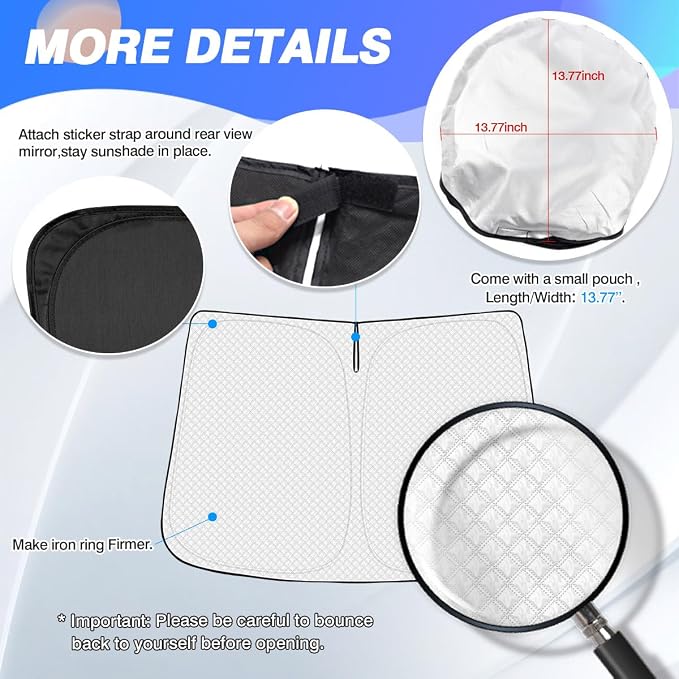 Windshield Sun Shade for 2019-2025 2026 Nissan Altima Accessories Thicken - Image 5