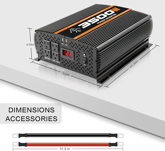 3500 Watt 12v Power Inverter for Vehicles car Truck RV Solar, dc 12v to 110v ac - Image 3