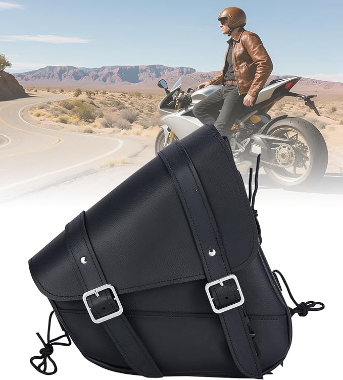 Motorcycle Saddle Bags Leather Motorcycle Solo Swing Arm Bag by RIDERVIBE