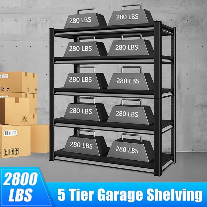 48" W Garage Shelving Heavy Duty，2800LBS Loads Adjustable Garage Storage Shelves - Image 4