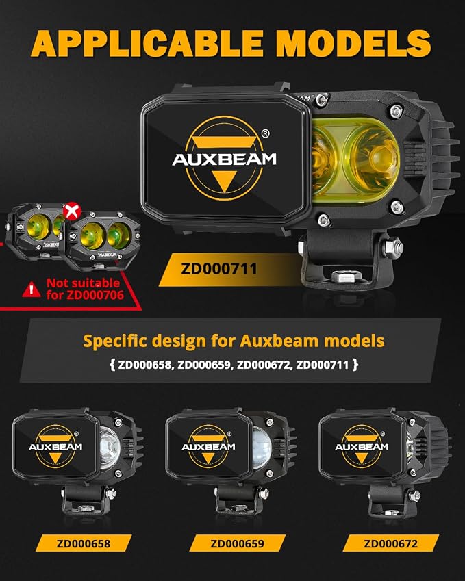 Auxbeam 4 Inch LED Pod Covers, Square Off Road Light Protective Covers - Image 3