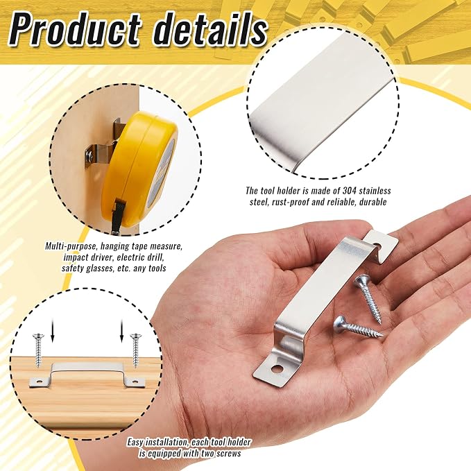 6 Pcs Tape Measure Clip Tape Measure Holder Bench Belt Universal Tool - Image 4